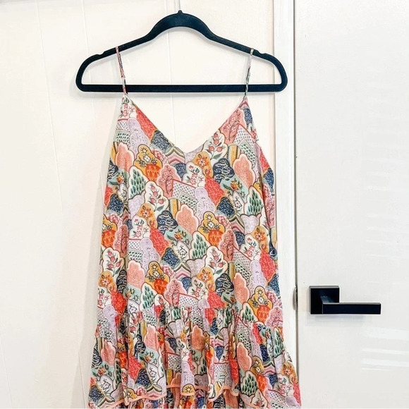 Rhode Vena colorful tiered ruffle midi dress size large - Picture 3 of 13